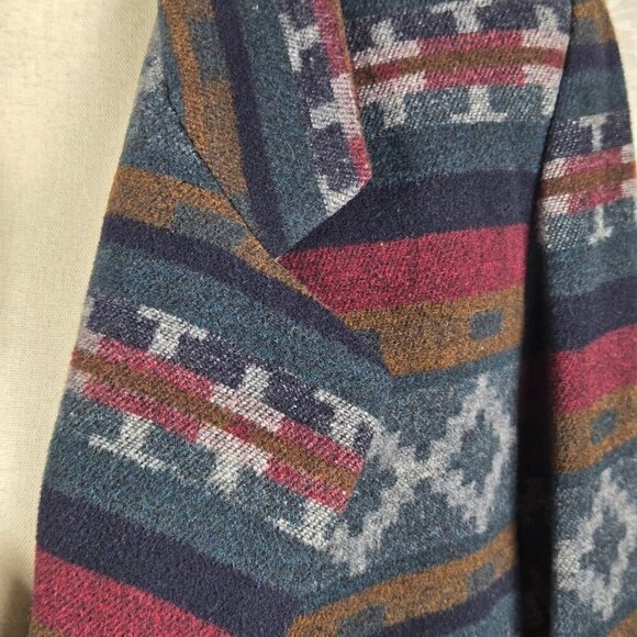 Braetan Size Large Southwestern/Aztec Print Wool Blend Blazer 1 Button Closure - Picture 3 of 13